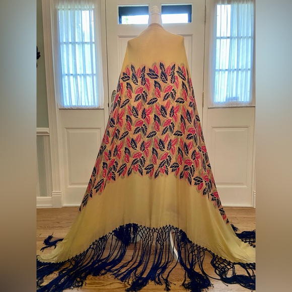 Vintage 1920s Art Deco Floral Silk Fringe Shawl Flapper Piano HUGE Coat Jacket - Picture 4 of 15